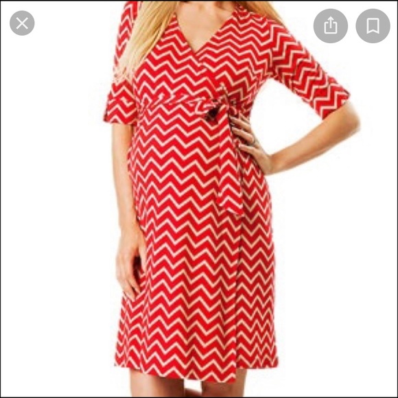 A Pea in the Pod Zig Zag Wrap Dress Sz S Maternity - Picture 1 of 5